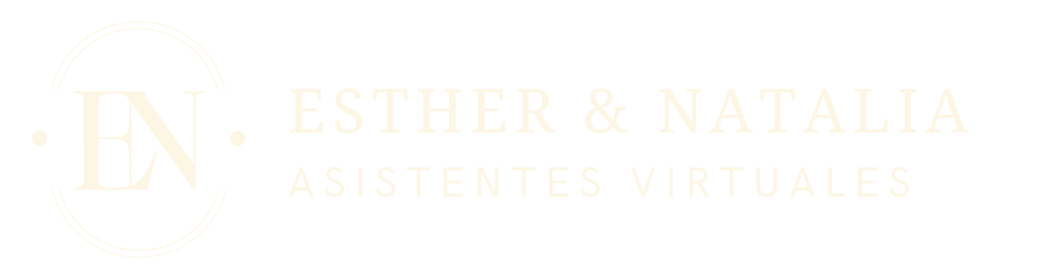 Logo Esther & Natalia Asistentes Virtuales Horizontal Fondo Transparente (Beig)